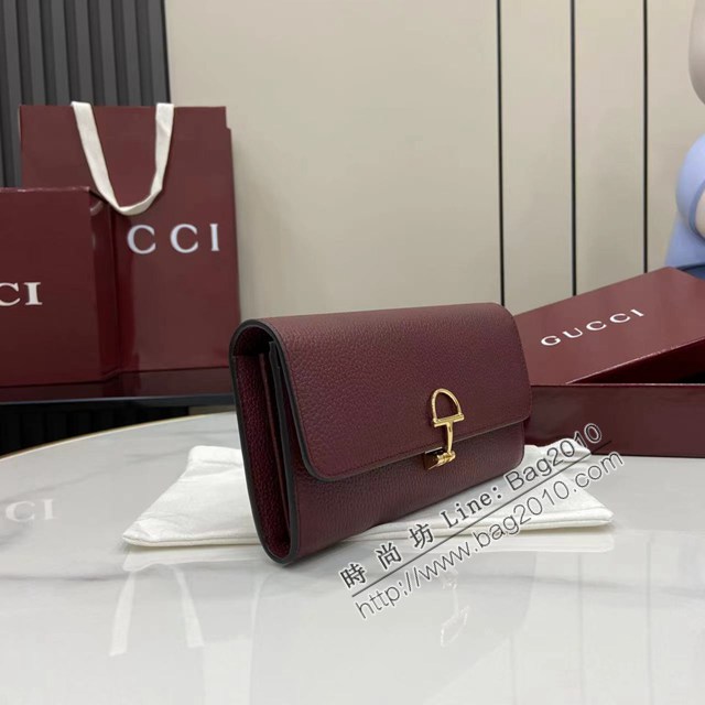 Gucci專櫃古馳最新款Softbit系列大號半馬銜扣翻蓋長錢包 jh2966型號：828147